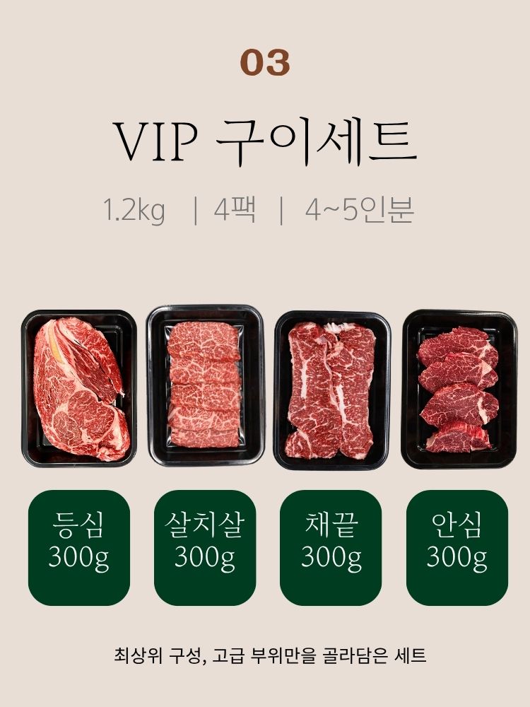 1++ 최상급 투뿔 한우 프리미엄 선물세트 1호 등심300g+갈비살300g+채끝300g+안심300g
