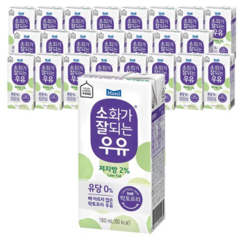 매일유업 소화가 잘되는 우유 저지방, 190ml 24개