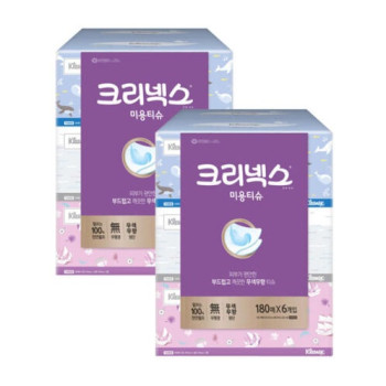 [크리넥스] 무색 무향 클래식 각티슈 미용티슈 화장지 180매*6입