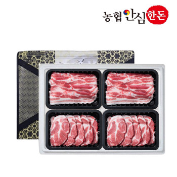 (농할) [농협안심한돈] 무항생제 돼지 한돈세트 2호 2kg(삼겹살 500g x 2팩 +목살 500g x 2팩)