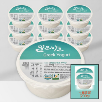 [10%적립] 목장산지직송 수제 무가당 그릭요거트 100g*10개+100g*2개 무료증정