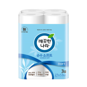 깨끗한나라 순수소프트 3겹 27m 12롤