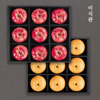 [25추석][미식관] 명품 사과+배 혼합(사과3.5kg9과+배5.6kg9과)총2박스9kg