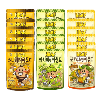 HBAF 바프 아몬드 40g 6입 3종 허니버터/와사비/군옥수수
