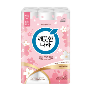 [깨끗한나라] 벚꽃 프리미엄 28m 30롤 두루마리/휴지/티슈/화장지