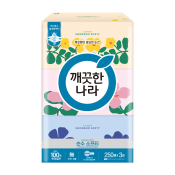 [깨끗한나라] 순수소프티 250매 3입 두루마리/휴지/티슈/화장지
