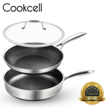 [Cookcell] 쿡셀 통3중 더블 세라믹 코팅 블랙에디션 IH 프라이팬 28cm + 소테팬 28cm + 유리뚜껑 28cm 3종