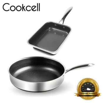 [Cookcell] 쿡셀 통3중 더블 세라믹 블랙에디션 IH 계란말이팬 20cm + 소테팬 28cm 2종