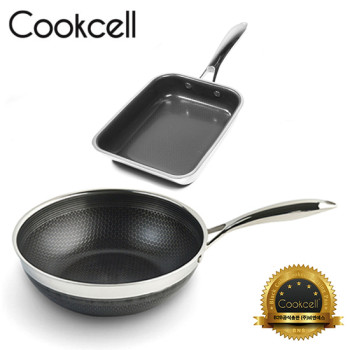 [Cookcell] 쿡셀 통3중 더블 세라믹 블랙에디션 IH 계란말이팬 20cm + 궁중팬 28cm 2종