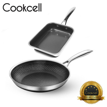 [Cookcell] 쿡셀 통3중 더블 세라믹 블랙에디션 IH 계란말이팬 20cm + 프라이팬 28cm 2종