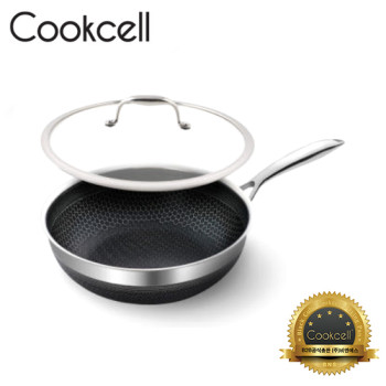 [Cookcell] 쿡셀 통3중 더블 세라믹 코팅 블랙에디션 IH 궁중팬 28cm + 유리뚜껑 28cm 2종
