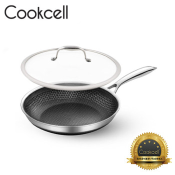 [Cookcell] 쿡셀 통3중 더블 세라믹 코팅 블랙에디션 IH 프라이팬 28cm + 유리뚜껑 28cm 2종