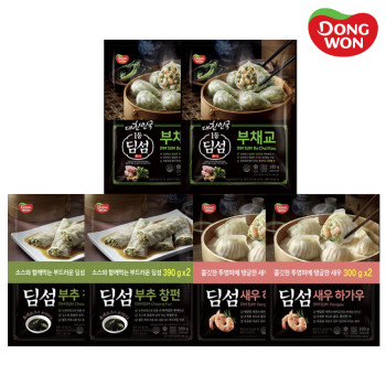 [동원] 딤섬 새우하가우 300g 2봉 + 부추창펀 390g 2봉 + 부채교 283g 2봉
