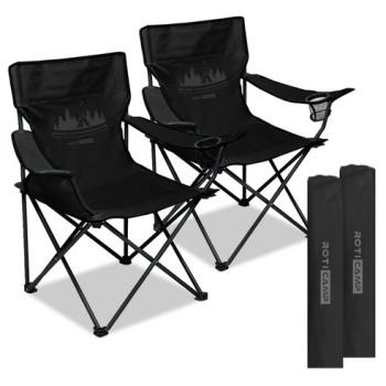 로티캠프 경량 접이식 휴대용 캠핑의자, 블랙, 2개