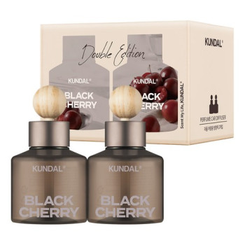 쿤달 퍼퓸 차량용 방향제 75ml 본품 2p + 우드볼 스틱 2p 세트, 블랙체리, 1세트