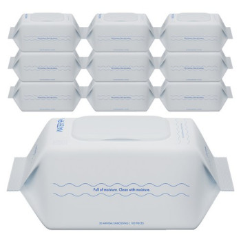 워터 99 초순수 저자극 아기물티슈 베이직 캡형 50g 100매, 10개