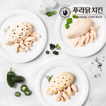 [푸라닭] 국내산 스팀통 닭가슴살 100g 3종 6팩 패키지(+소스 2봉 증정)