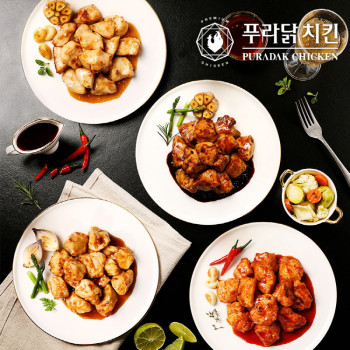 [푸라닭]  한입쫄깃 닭가슴살 100g 8팩 패키지(맛별 2팩씩) / 블랙알리오 2팩+매드갈릭 2팩+파불로 2팩+매콤악마 2팩