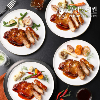 [푸라닭] 닭다리살 스테이크 130g 4팩 맛보기 (블랙알리오1+매드갈릭1+매콤악마1+매드갈릭1)