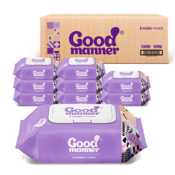 [행복S&P제지]굿매너 프리미엄엠보_물티슈 100매*8팩