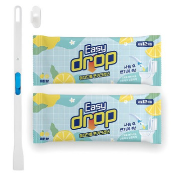 이지드롭 변기크리너 레몬향 리필 브러쉬 24개입 + 핸들 + 전용 고리, 혼합색상, 1세트
