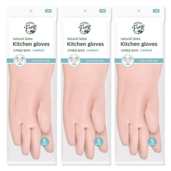프로그 라텍스 컴포트 고무장갑 베이비핑크 × 소(S) × 3세트