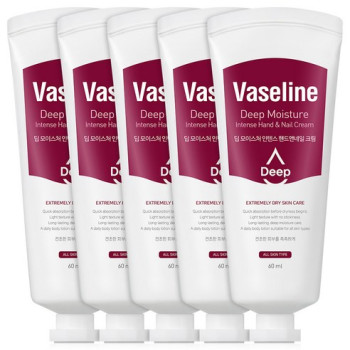바세린 딥 모이스처 고보습 핸드크림, 5개, 60ml