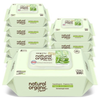 네츄럴오가닉 아기물티슈 퓨어 플레인 캡형100매 [10팩]