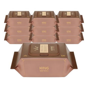 킹물티슈 프리미엄 저자극 유아물티슈 캡형 100매 10개입