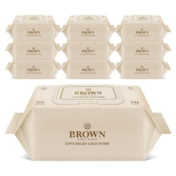 브라운 러브 빌리프 골드 아이보리 아기물티슈 캡형 70매 10개입
