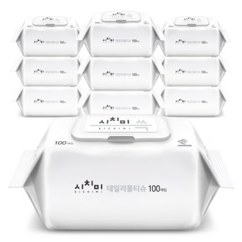시치미 쓱 데일리 물티슈 캡형 100매 10개입