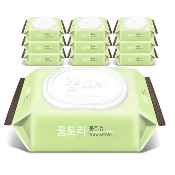 꿈토리 뉴 가득찬 챔프 엠보싱 유아물티슈 캡형 100매 10개입
