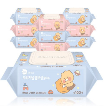 그린핑거 오리지널 엠보싱 물티슈 리틀춘식 에디션 캡형 100매 10개입