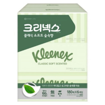 [크리넥스] 클래식 숲속향 미용티슈 180매x6입