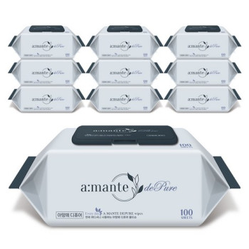 아망떼 디퓨어 엠보싱 물티슈 캡형 100매 10개입
