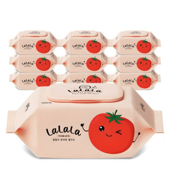 랄랄라 토마토 물티슈 캡형 100매 10개입