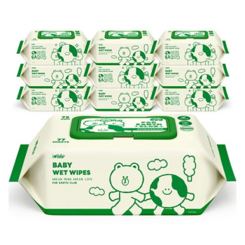아이러브베베 라인프렌즈 그린 에디션 아기물티슈 캡형 77매 10개입
