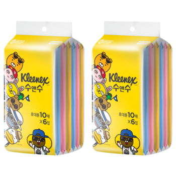 크리넥스 수앤수 실키소프트 카카오 물티슈 휴대용, 10매, 12개입