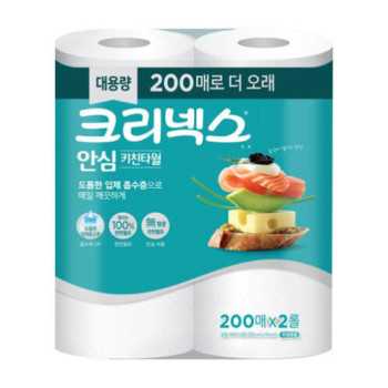 [크리넥스] 안심클래식 키친타올 200매x2롤x6팩