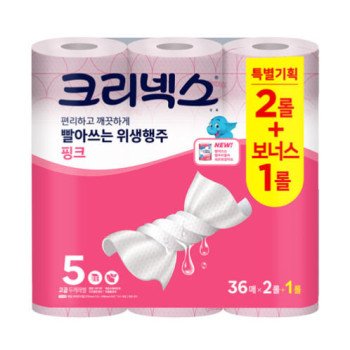 [크리넥스] 빨아쓰는 행주타올 핑크 36매*2+1롤