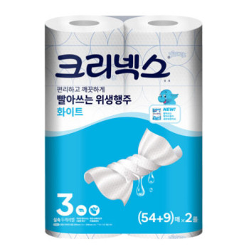 [크리넥스] 빨아쓰는 위생행주타올 화이트 54+9매x2롤x3팩