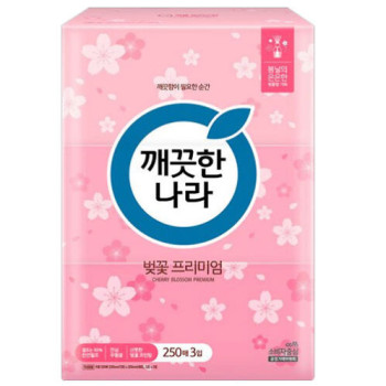 [깨끗한나라] 벚꽃프리미엄 각티슈 250매x3입x2