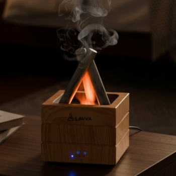 LAVVA 라바 미니 가습기 불멍 무드등 집들이 선물 모닥불 무소음 가습기 우드