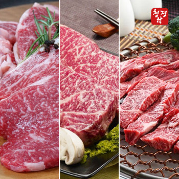 [누리는특가] 청정촌 1++등급 투뿔 한우모듬 (등심,갈비살,채끝,안심) 400g/500g
