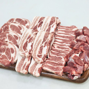 [안동본가] 1+등급 한돈 모듬한판 1.2Kg / 삼겹+목살+가브리+뒷고기 (구이용)