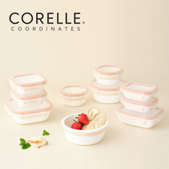 [코렐] 코디네이츠 밀크글라스 밀폐용기 자카드 밴드 혼합 10종
