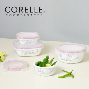 [코렐] 코디네이츠 밀크글라스 밀폐용기 산호세 혼합 4종