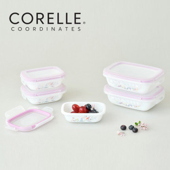 [코렐] 코디네이츠 밀크글라스 밀폐용기 산호세 직사각 5종