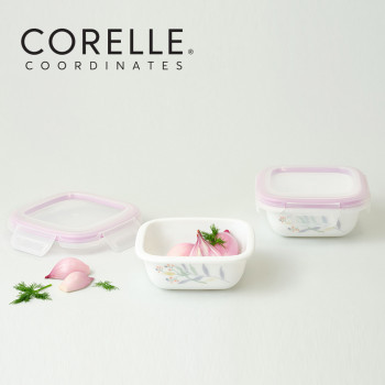 [코렐] 코디네이츠 밀크글라스 밀폐용기 산호세 정사각 2종