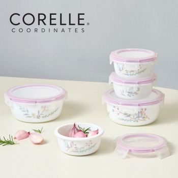 [코렐] 코디네이츠 밀크글라스 밀폐용기 산호세 원형 5종